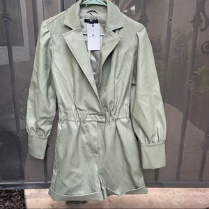 NWT 7 For All Mankind Green Faux Leather Romper